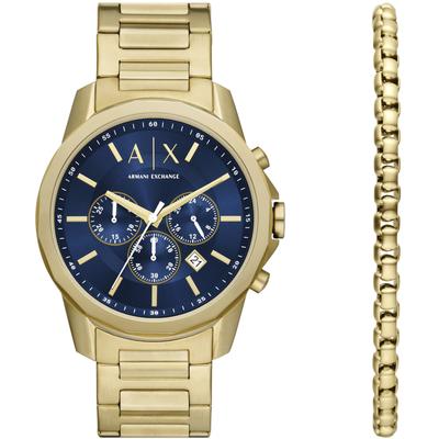 Chronograph ARMANI EXCHANGE, gold (goldfarben, dunkelblau, dunkelblau), Armbanduhren, Herren, goldfarben, Chronograph, Quarzuhr, Armbanduhr, Herrenuhr, Stoppfunktion, Geschenkidee