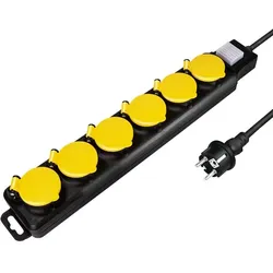 LogiLink LPS256 Verlängerungskabel 1,5 m 6 AC-Ausgänge Draußen Schwarz, Gelb