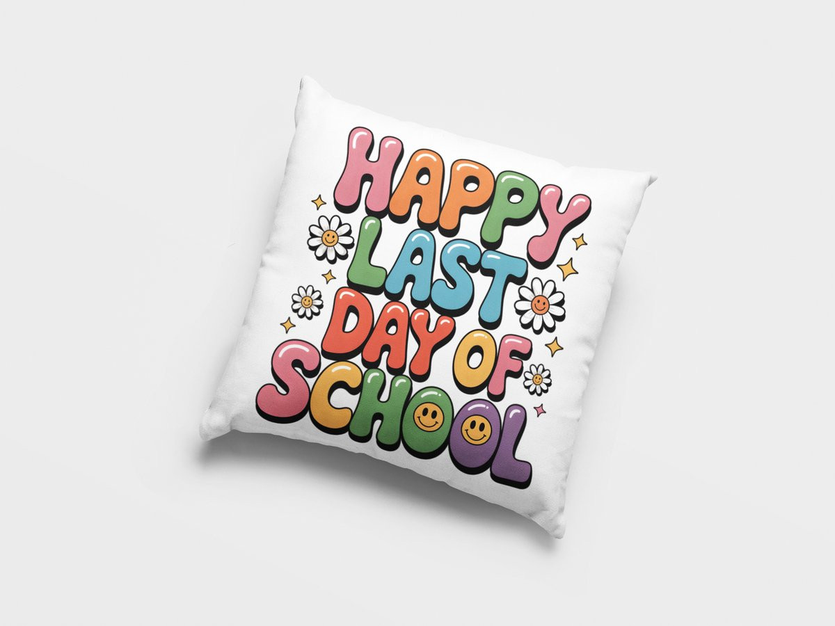 Retro Groovy Einde Schooljaar Sierkussen - Ideaal Cadeau voor Studenten