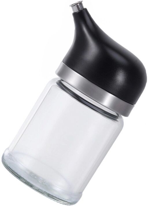 INF 100ML Glas-Ölspender - Auslaufsicherer Edelstahl-Ausgießer, tropffreie schwarze Gewürzflasche für Sojasauce und Essig