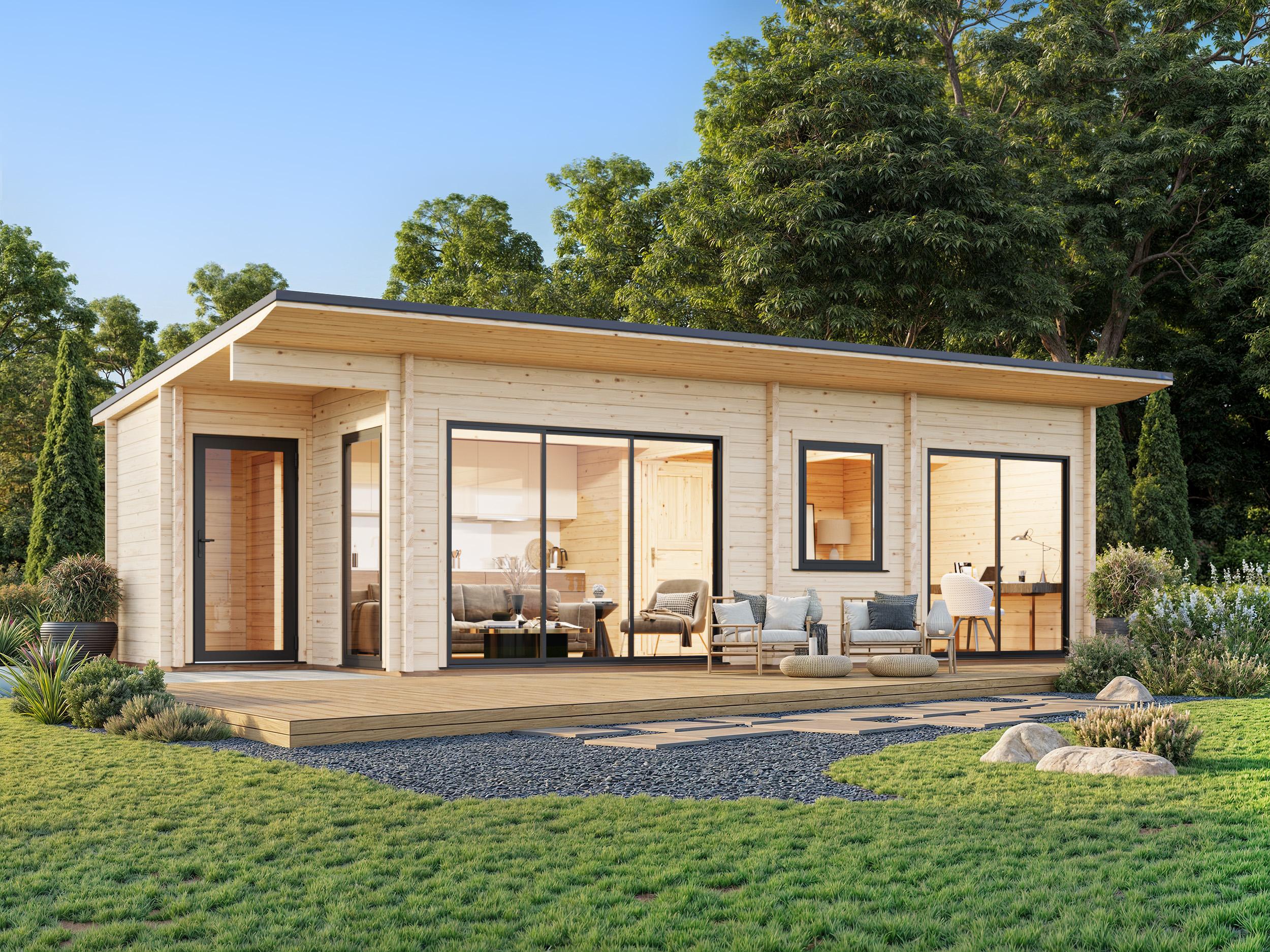 Gartenhaus Palmako Cecilia 32 m² inkl. Fußboden 920 x 420 cm natur