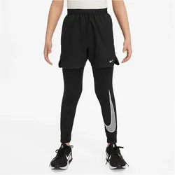 NIKE Pro Dri-FIT Training Tights Jungen 010 - black/white S (128-137 cm)