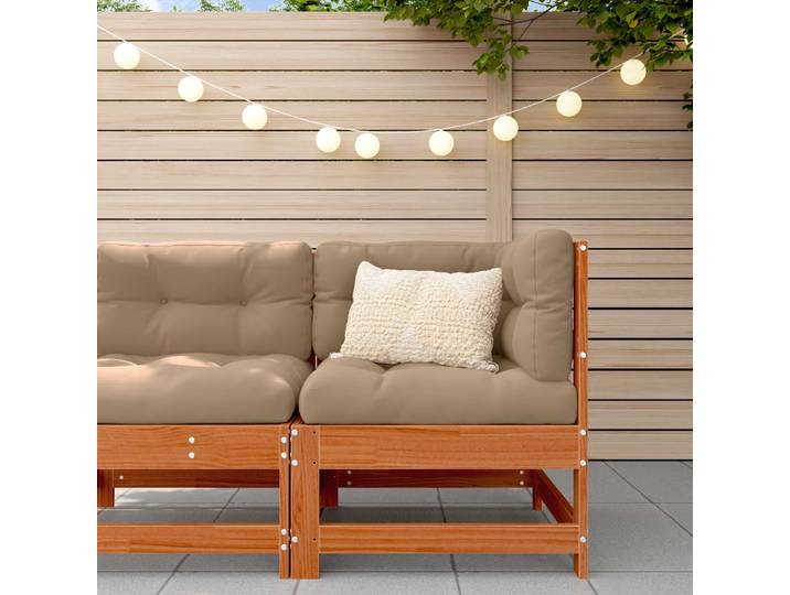 vidaXL Gartenecksofa Massives Kiefernholz Wachsbraun