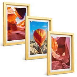 BILDER SET 3er Set - 20x30 cm Goldrahmen - Wüstenschluchten aus der Ballonfahrt