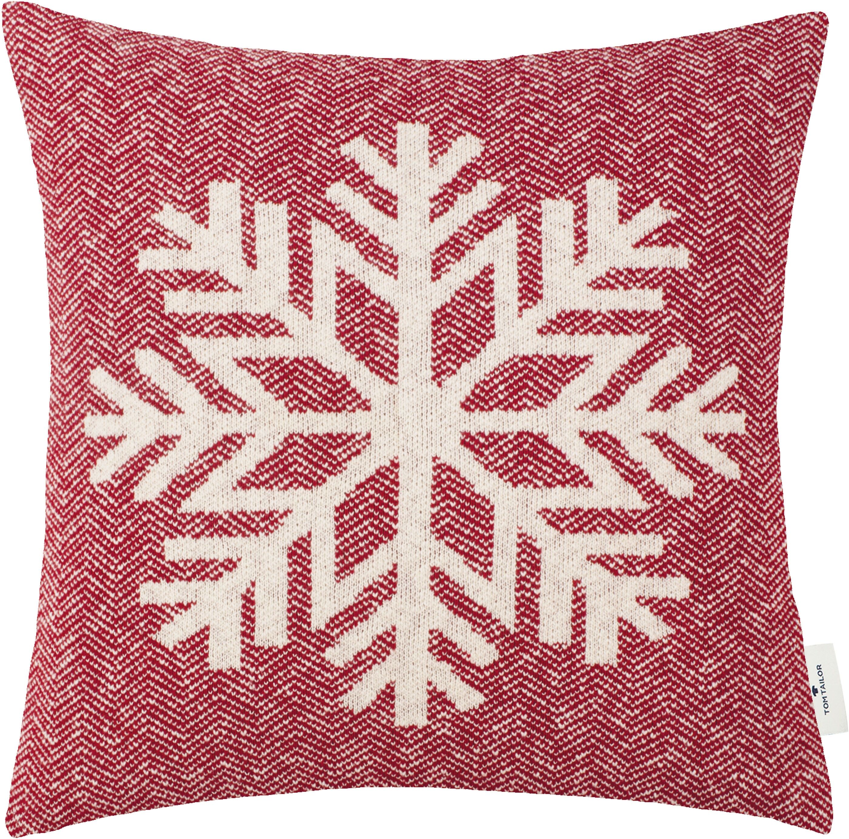 Dekokissen TOM TAILOR HOME "Winter Snowflake" Gr. 1, rot (rot, dunkelrot, blutrot, gemustert), B:45cm L:45cm, Baumwolle, Dekokissen_Sitzkissen_Kissenhüllen, Dekokissen, Kissenhülle ohne Füllung, 1 Stück rot, dunkelrot, blutrot, gemustert B/L: 45cm x 45cm,