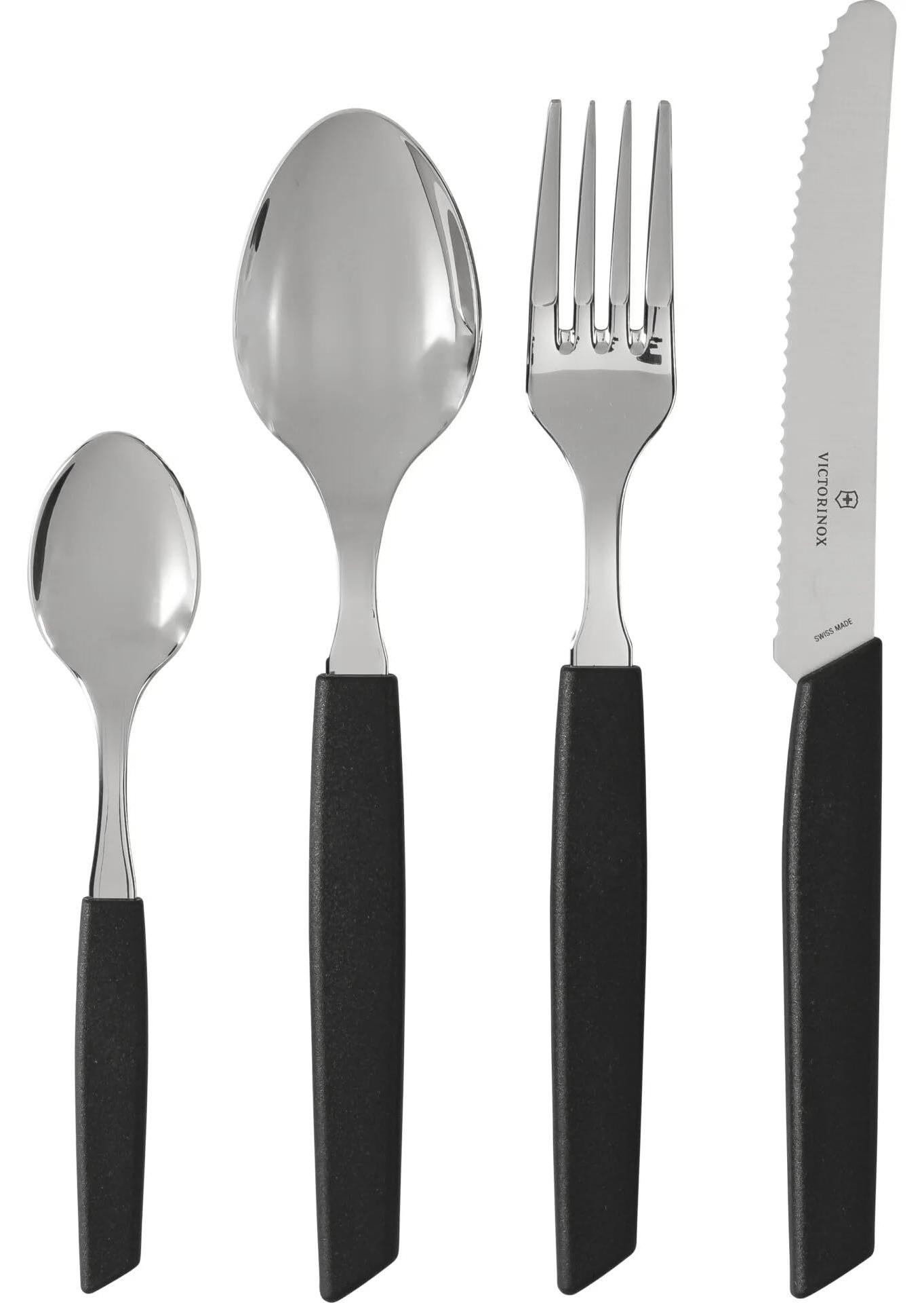 Essbesteck Besteckset Tafelbesteck - 24-teilig für 6 Personen - Schwarz - Edelstahlklinge