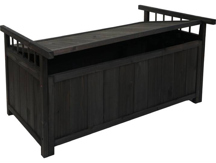 Aufbewahrungstruhe HWC-O13, Gartentruhe Auflagenbox Truhe, Tanne Holz 53x108x60cm anthrazit