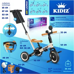 Kidiz 6in1 Dreirad Loopy Laufräder Lauffahrrad Kinderdreirad (8.70")