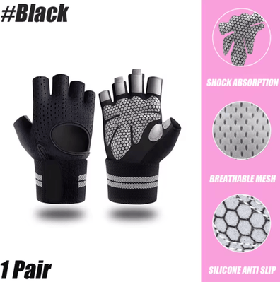 Inspire Picks Weightlifting Gloves With Wrist Support Breathable Workout Gloves For Gym, CrossFit & Strength Training black s