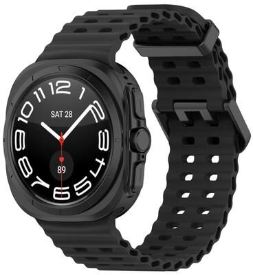 Everyday Crate Samsung Galaxy Watch Ultra 47mm Ocean Silicone Watch Band Dual Buckle Replacement Strap dark Gray