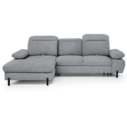 ECKSCHLAFSOFA Sora Mini mit verstellbaren Kopfstützen und Schlaffunktion, Chenille-Stoff, Grau, Links