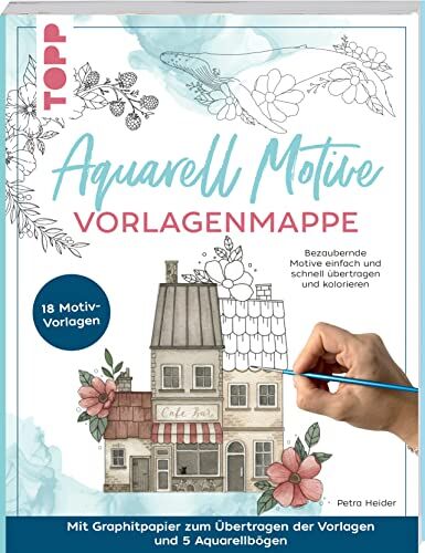 Petra Heider - Aquarell Motive. Vorlagenmappe: Bezaubernde Motive einfach und schnell übertragen und kolorieren. Mit Graphitpapier zum Übertragen der Vorlagen und 5 Aquarellbögen - Preis vom 09.10.2026 07:28:09 h