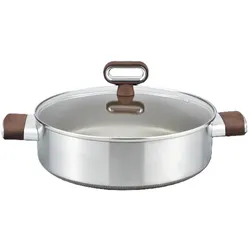 Servierpfanne aus hochwertigem Edelstahl mit Glasdeckel