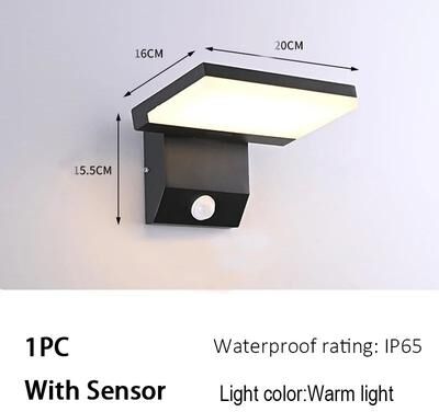 Inspire Curations LumiSense IP65 Modern Outdoor LED Wall Lamp With Sensor 1pc With Sensor Black