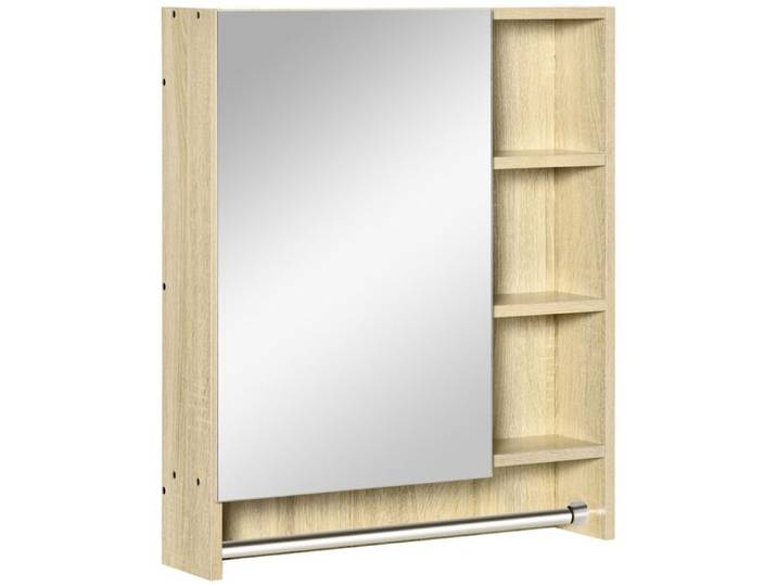 YWJ Armoire Salle Bain Murale Miroir Étagères Réglables Porte-serviettes Compact Lavabo WC 60x15x70cm