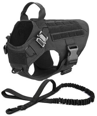 Uplift Essentials Professional Tactical Dog Harness And Training Leash Set black xl