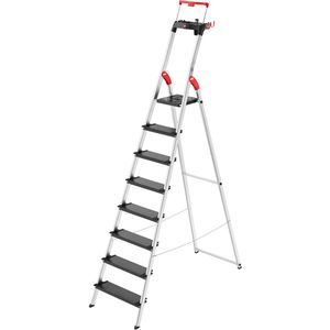Hailo Stehleiter TopLine L100, 8050-807, mit Plattform, aus Aluminium, bis 150kg, EasyClix, mit 8 Stufen à 13cm Tiefe