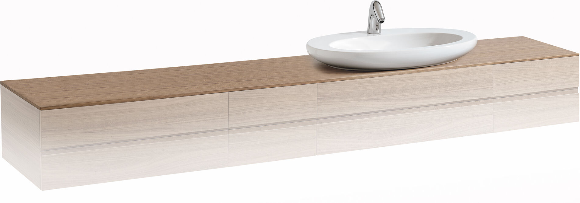 LAUFEN Alessi One H4246030976311 meuble H4246030976311 2400x12x500mm, découpe à droite, blanc