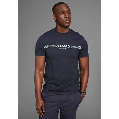 T-Shirt DELMAO, Herren, Gr. XL (56/58), blau (dunkelblau), Single Jersey, Obermaterial: 100% Baumwolle, bedruckt, slim fit, Rundhals, Shirts T-Shirt, mit sportlich-maritimen Marken-Schriftzug