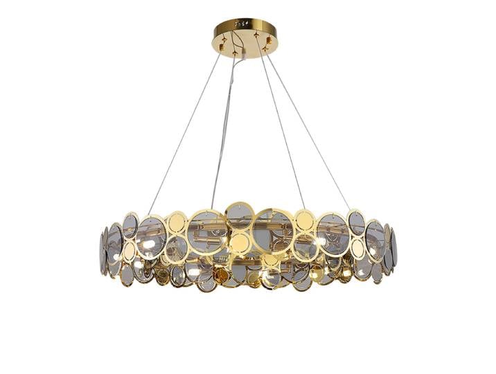 LED postmoderne verre fer or rond Lustre éclairage Lustre Suspension Luminaire Lampen pour salle à manger