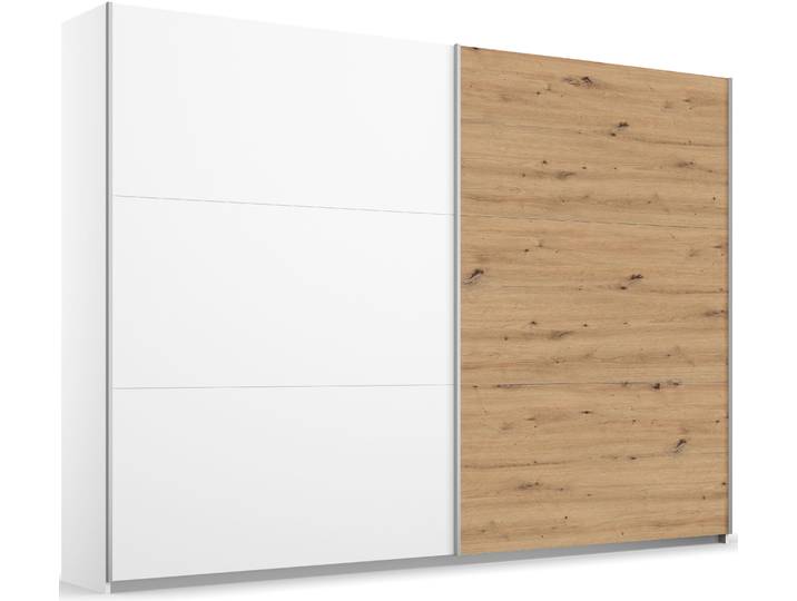 Schwebetürenschrank RAUCH AURELIO Kleiderschrank Garderobe , weiss (alpinweiß, eiche artisan), B:261cm H:210cm T:59cm, Holzwerkstoff, Schränke, Schwebetürenschrank, 3 verschiedene Ausstattungsvarianten Griffe aus Metall MADE IN GERMANY