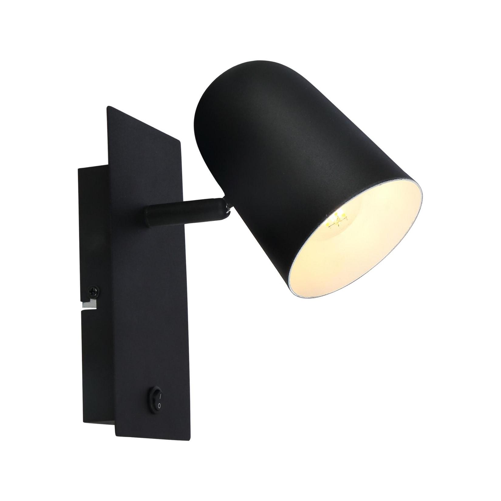 BRILLIANT Lampe Ayr Wandspot Schalter schwarz matt 1x D45 , E14 , 18W , geeignet für Tropfenlampen (nicht enthalten) Mit Kippschalter