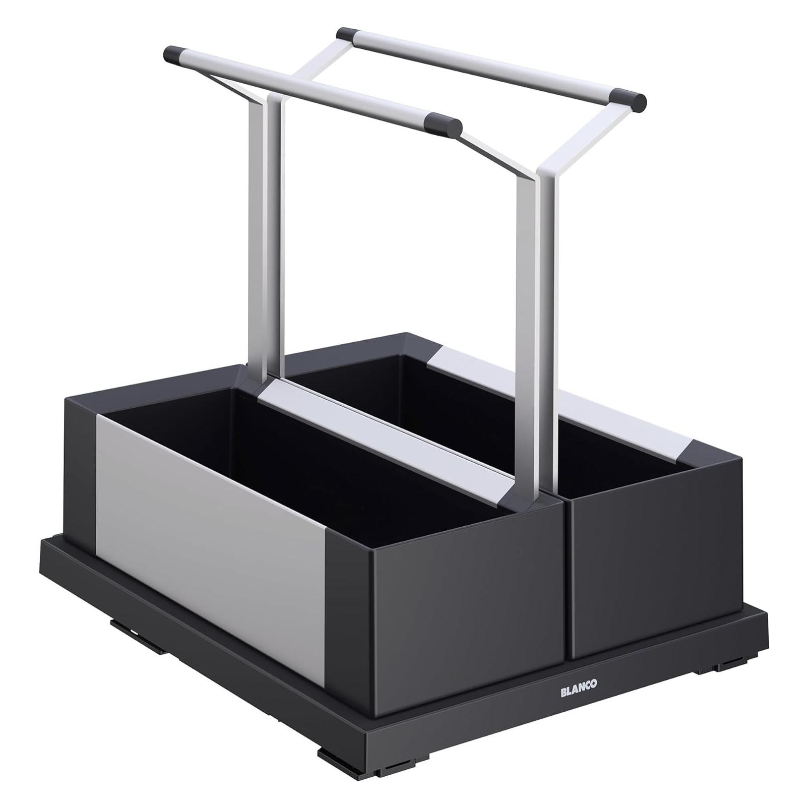 Blanco Storage Caddy 40 | Kunststoff, Aluminium schwarzgrau | Komfortabler Zugriff dank des Griffs u (527668)