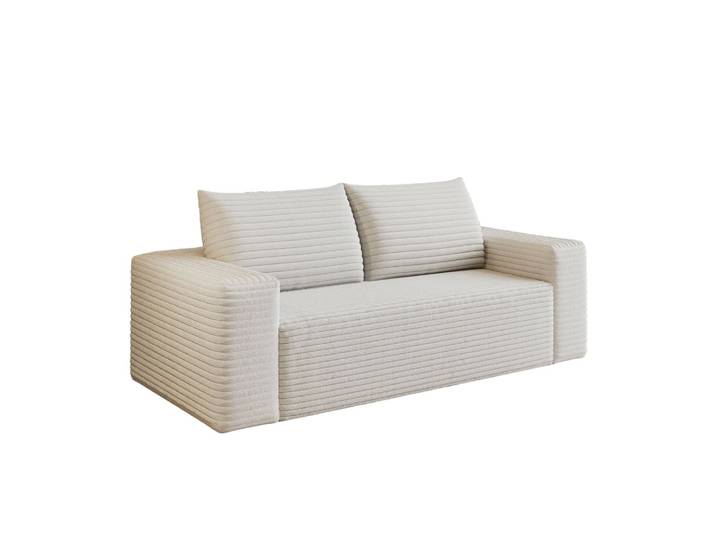 Canapé modulaire en velours polyester côtelé écru
