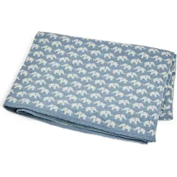 Smallstuff, Babydecke, - Baby blanket AO elephants - Merino Wool Blue - 80x100 cm (70007-91) (100 x 80 cm)