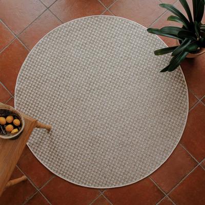 Teppich WECON HOME "Miami South Beach", beige (sand beige), H:5mm Ø:120cm, Polypropylen, Teppiche, Teppich, In- & Outdoor Teppich, wetterfest, kariert, Balkon, pflegeleicht