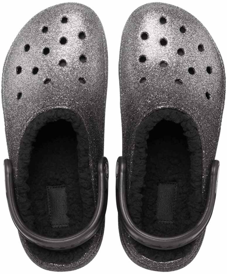 Crocs Classic Glitter-Lined Clog (unisex) - Black/Silver, 41-42