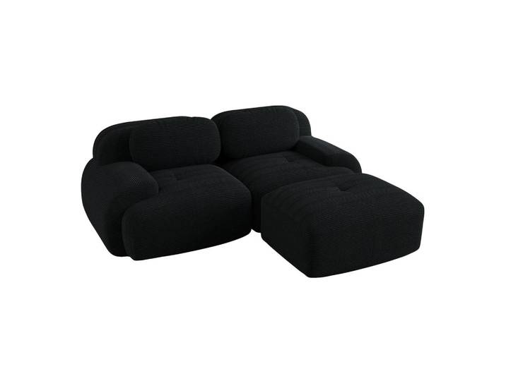 Flora Grace Ecksofa in Schwarz aus Cord mit geschwungenen Armlehnen, 208x178 cm, Wohnzimmer, Sofas & Couches, Wohnlandschaften, Ecksofas