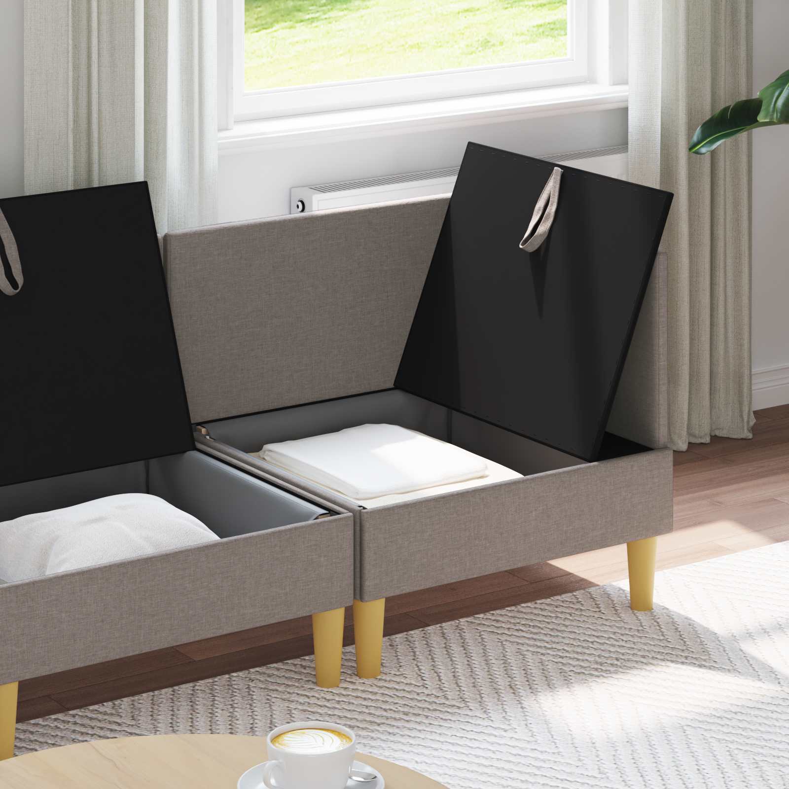 vidaXL Modular Sofa Set with Storage 3 pc Taupe Tissu