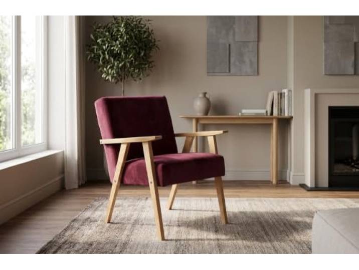 Family Meble Sessel Soler Royal Aura – Retro-Sessel im Vintage-Stil mit Stoff-Bezug – Bordeaux · 6