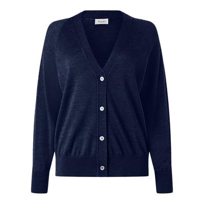 Cardigan MAERZ MUENCHEN "Maerz Muenchen 207600 Cardigan Damen Bekleidung", Damen, Gr. 36, blau, 70% Wolle (Merino), 20% Seide, 10% Kaschmir, Strickjacken