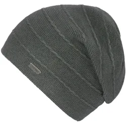 Beanie CHILLOUTS "Artemis Hat", Damen, grau, Materialmix, Strukturmuster, unifarben, Mützen Beanie, mit doppellagiger Verarbeitung, raffinierter Strickstruktur