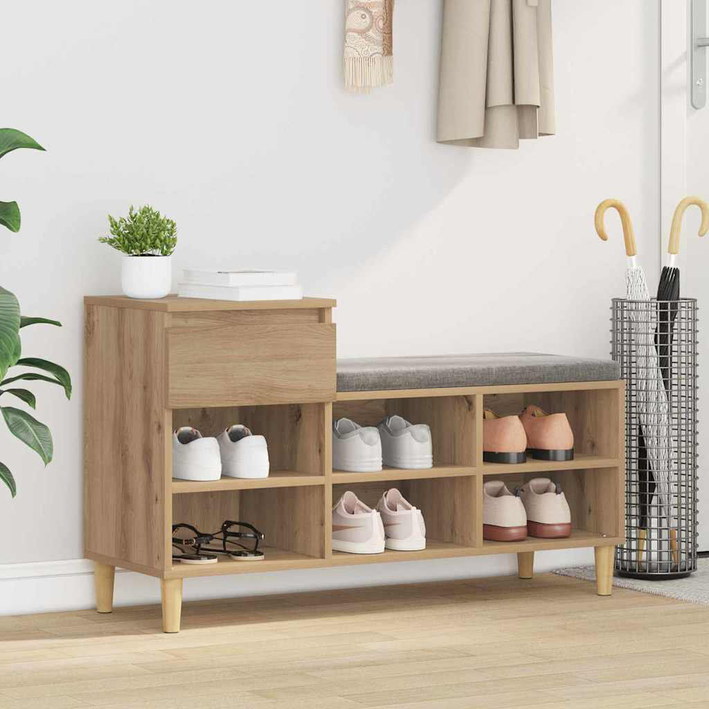 Lily Manor 6 Pair Shoe Storage Bench Artisan Oak 6