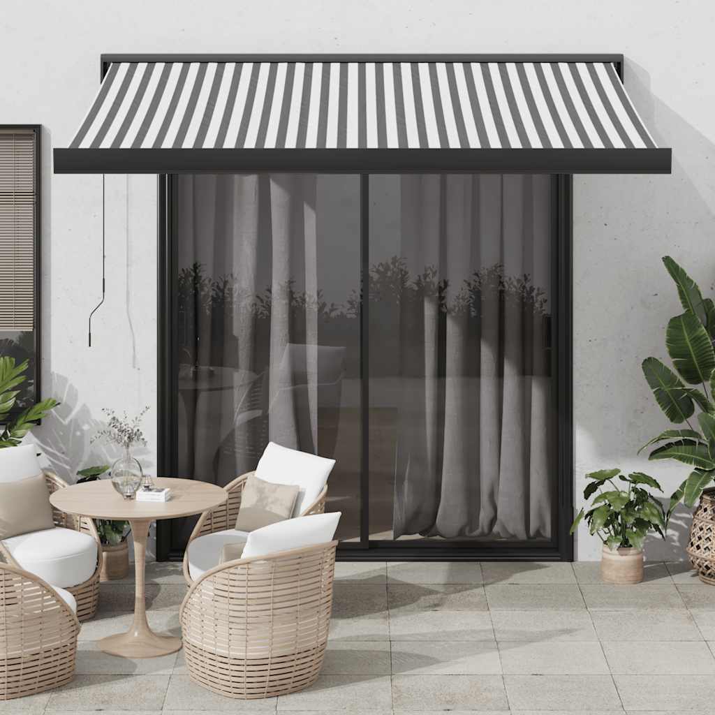 vidaXL Toldo retráctil aluminio y tela antracita y blanco 3,5x2,5 m