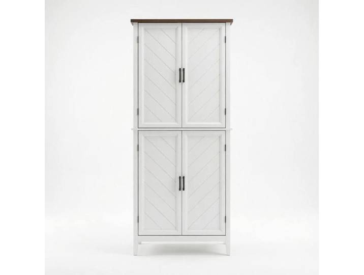 Buffet de cuisine haut 4 portes – MDF blanc 6 niveaux – 76 x 40 x 178 5 cm