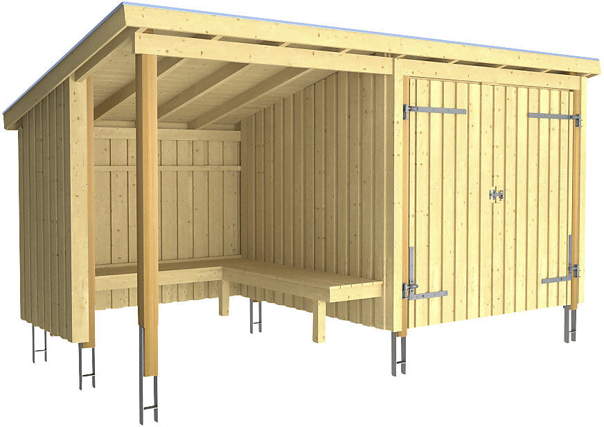 kaiserkraft Nordic Grillhütte/Gartenhaus, aus Holz, HxBxT 2200 x 2180 x 4320 mm (9,5 m²)
