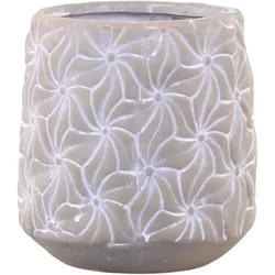 Chic Antique Colmar Blumentopf mit Blumenmuster, Ø17 x H17,5 cm, franz. grau
