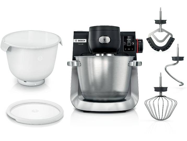 BOSCH Küchenmaschine MUMS6ZS18 , schwarz (jet schwarz matt), B:32cm H:33cm T:38cm, Küchenmaschinen, Automatikprogramme, Deckel, Knethaken/Rühr-/Silikonbesen spülm.fest, Küchenmaschine