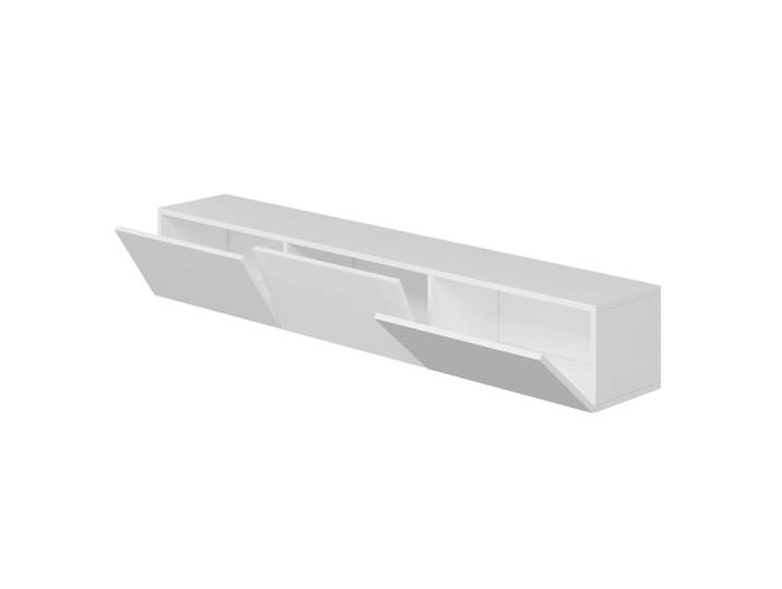 Meuble tv suspendu avec placards blanc 180cm
