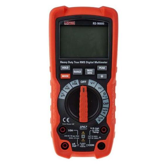 RS PRO Heavy Duty True RMS Digital Multimeter (CAT II 600V, CAT III, CAT IV 1000V, Hand-Multimeter) (1611629)