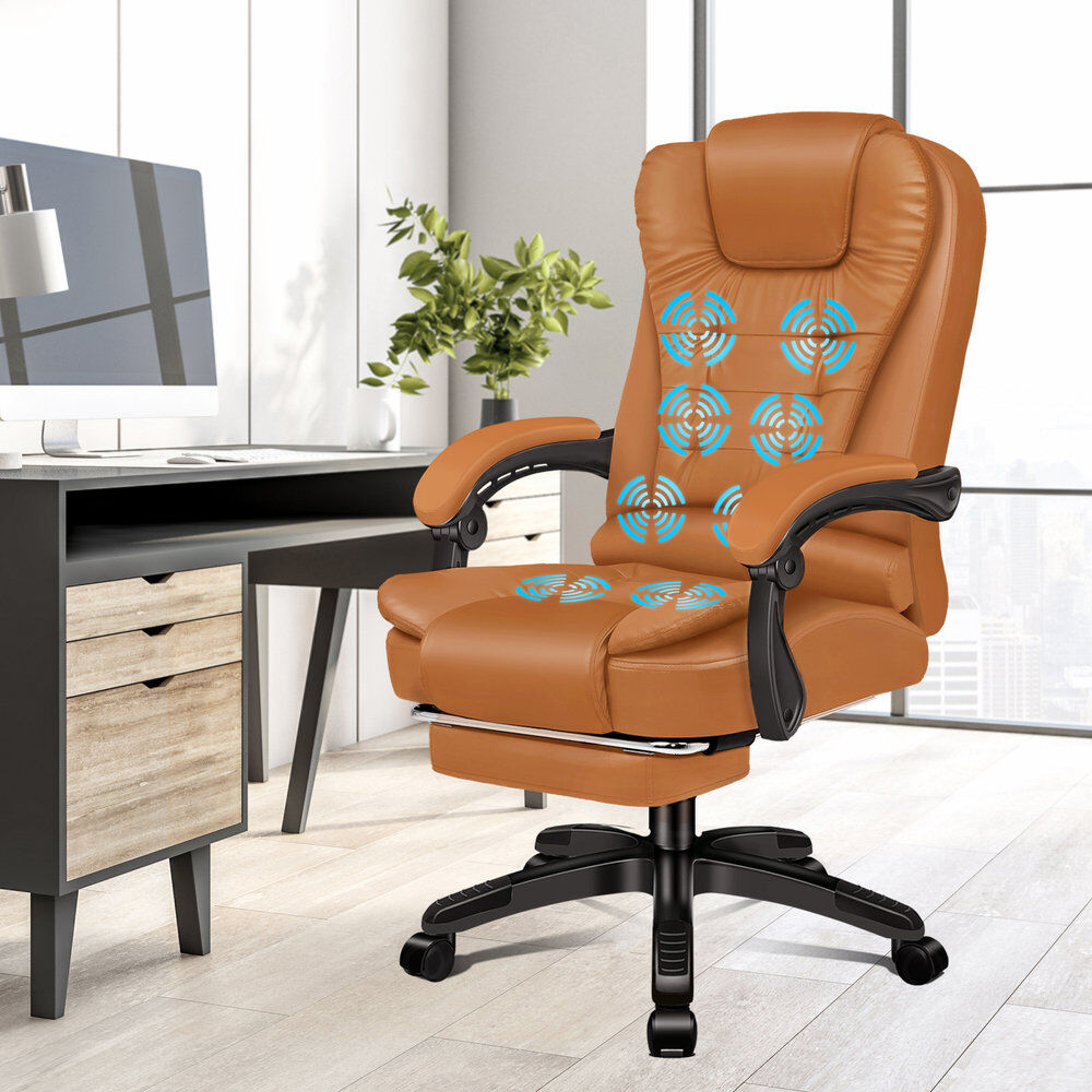 Rebrilliant Executive Chair with Headrest Brown/Faux Leather/Brown 107cm H X 64cm W X 68cm D