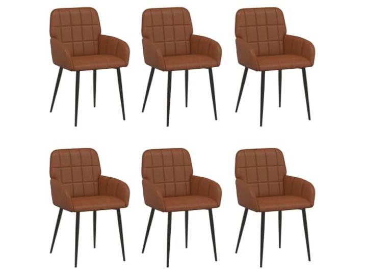 XHNIFBN Esszimmerstühle 6er Set Braun Kunstleder Polsterstuhl mit Armlehne Bequeme Polstersessel mit Metallbeinen für Esszimmer, Küche und Wohnzimmer. Pflegeleichte braune Stühle im 6er-Set.