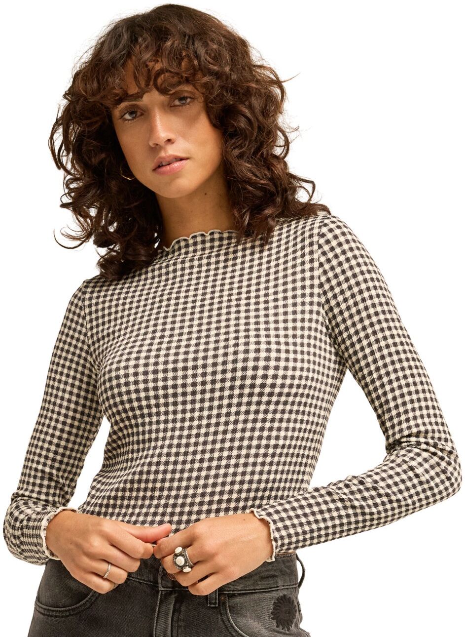 Ripptanktop BILLABONG "Way Out Checks", Damen, Gr. M, schwarz, Obermaterial: 98% Polyester, 2% Elasthan., Tops Ripptanktop