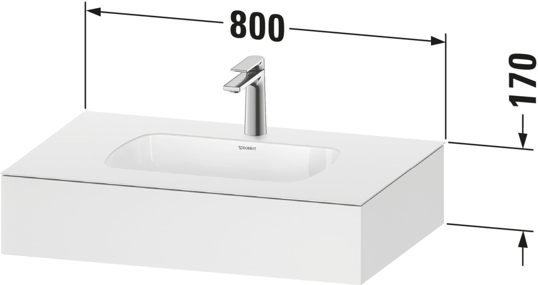 Duravit Einbauwaschtisch-Möbel-Set Qatego 80x55x17cm, w g, m Kons, 1 Ausschn, m ÜL (QA4690022220000)