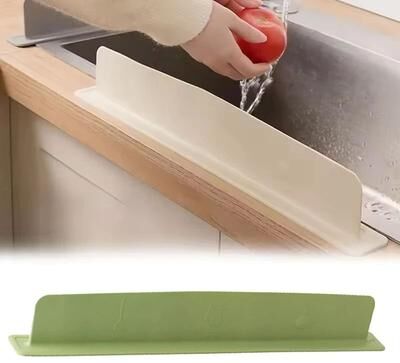 Uplift Treasures Silicone Sink Splash Guard With Suction Cup White Green Water Baffle To Protect Clothes From Splashes In Kitchen green And White (2 Pcs)