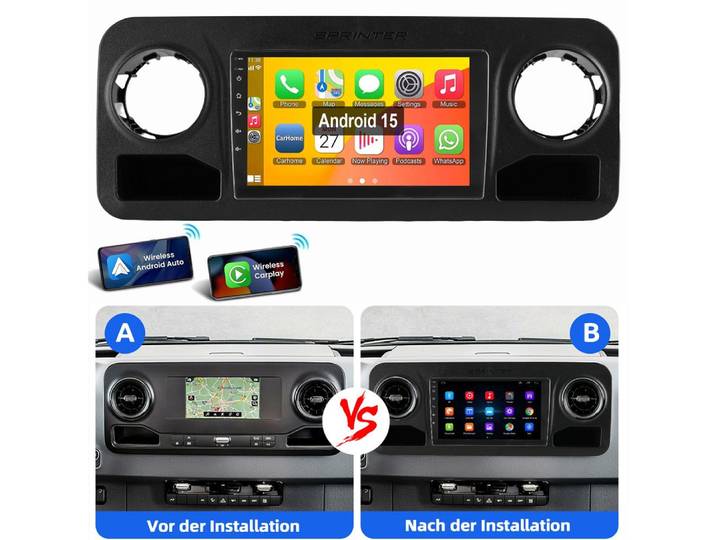ESSGOO 10,1 Für Mercedes Benz Sprinter W907 2018-2023 GPS WIFI BT EQ Autoradio (RDS, Digitalradio (DAB), FM, Carplay Android Auto GPS Navi WIFI BT EQ)